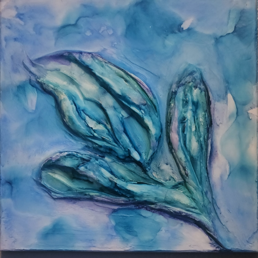 10 x 10 sculpted achol ink painting